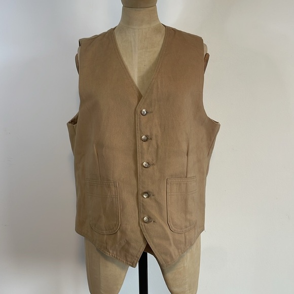 Desert Western Rodeo Levi’s Wildfire Vest Med Tan 70s Cowboy Neutral Rugged VTG - Picture 8 of 15